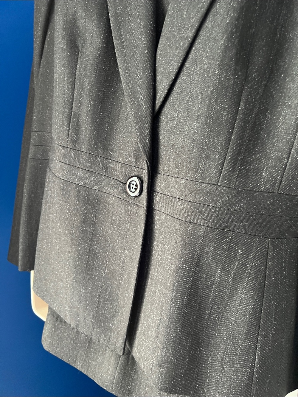 Evan Picone Black Sparkle Single-Button Blazer Pantsuit